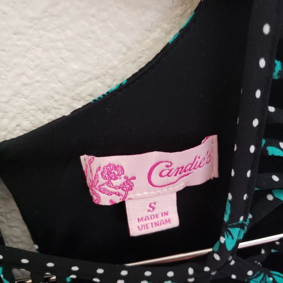Candie's Sz S floral polka dot  black & green - Picture 2 of 3